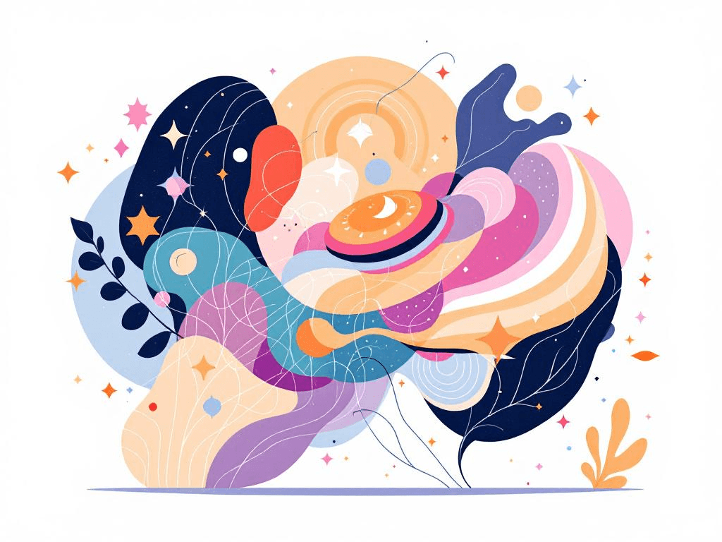 A professional abstract illustration representing the concept of What's Actually Happening in Your Brain in Psychedelics a...