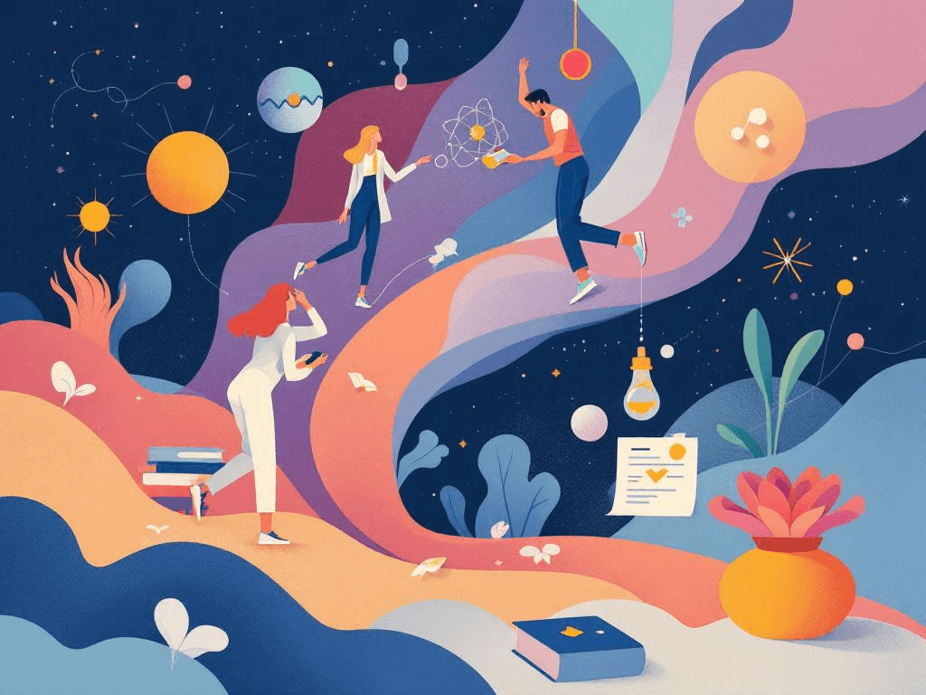 A professional abstract illustration representing the concept of What Science Actually Shows in Psychedelics and Microdosi...