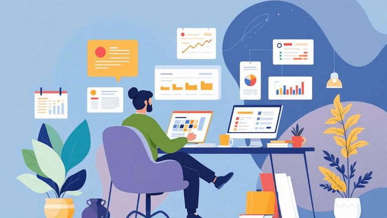 A professional blog header illustration for an article about Productivity Systems. Context: Picture a knowledge worker on ...