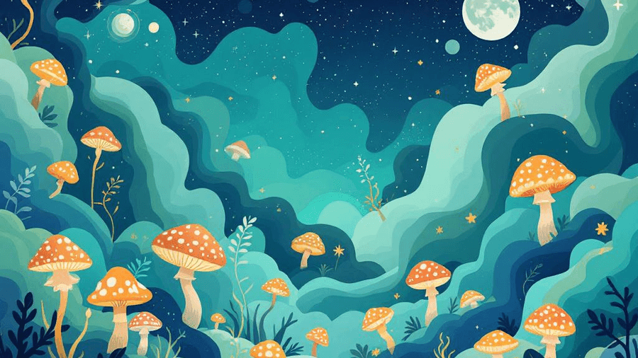 A professional blog header illustration for an article about Psychedelics and Microdosing. Context: The same substance can...