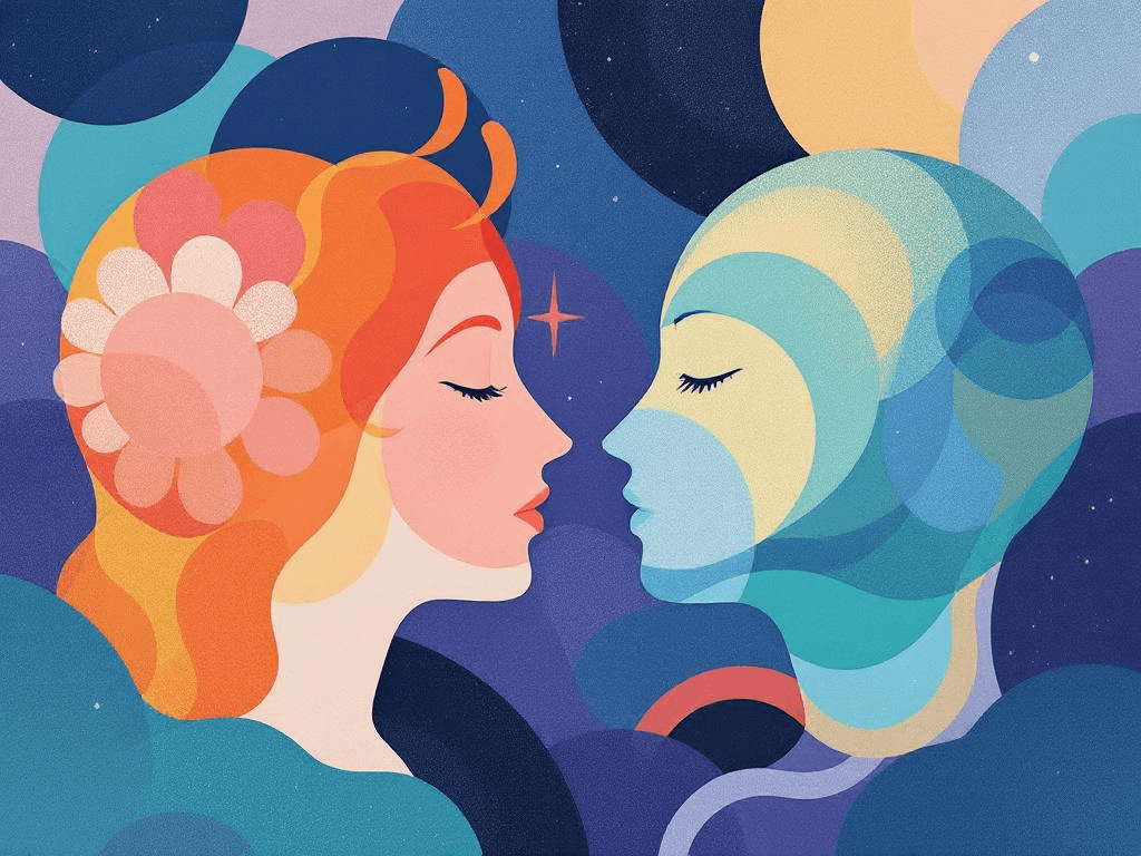 A professional abstract illustration representing the concept of Four Accounts, Four Different Outcomes in Psychedelics an...